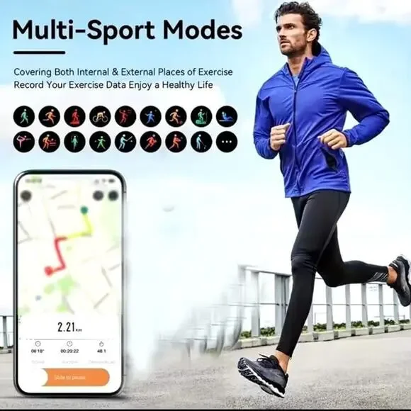 2024 Smartwatch Bluetooth Fitness Sport Sleep Apple* Android iOS Call Text - NIB 2024 Smart Watch Men/Women Waterproof Fitness HR Sleep Spo2  main image 3